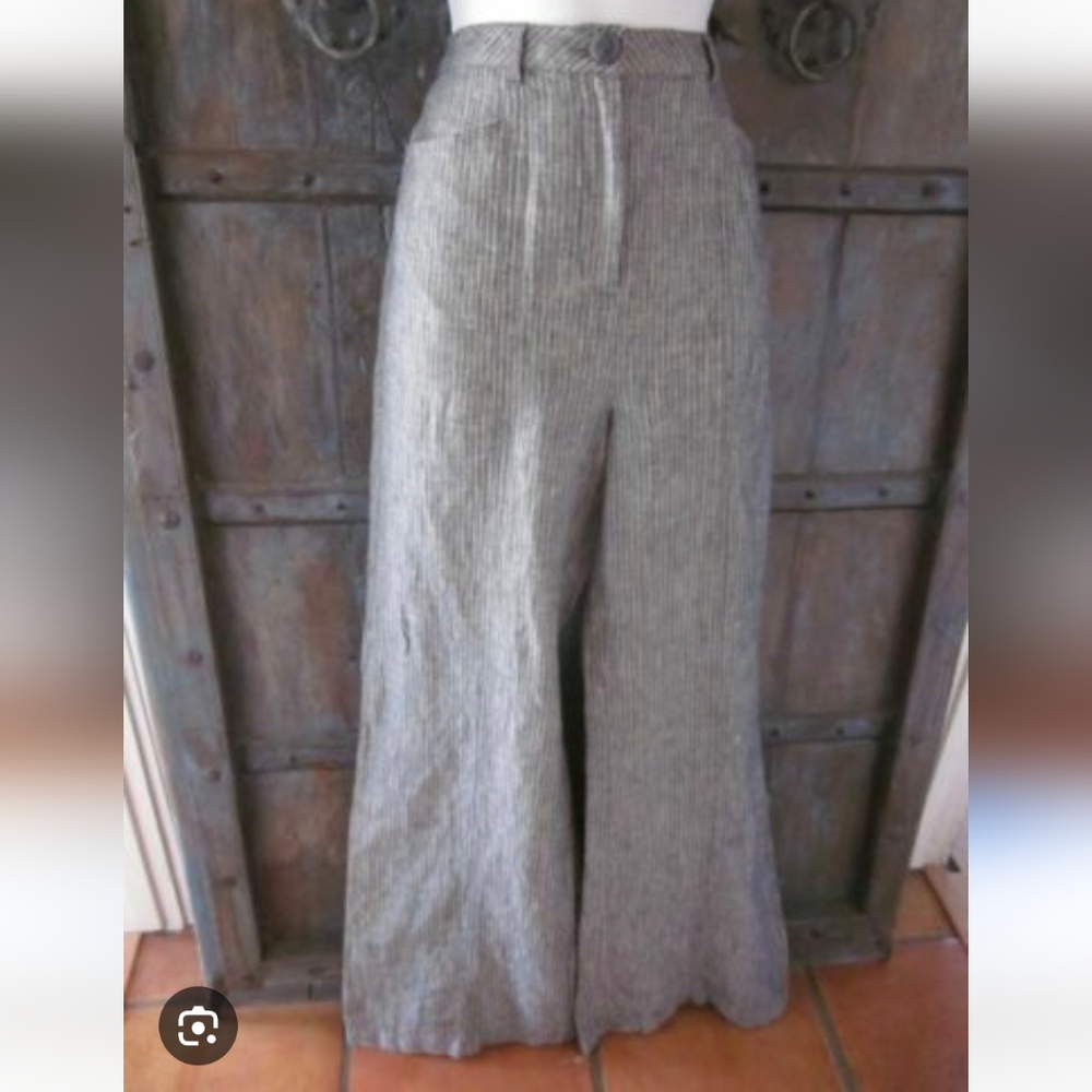 Sundance striped linen wide leg pants Trousers sz 10 *C7 - Picture 2 of 7